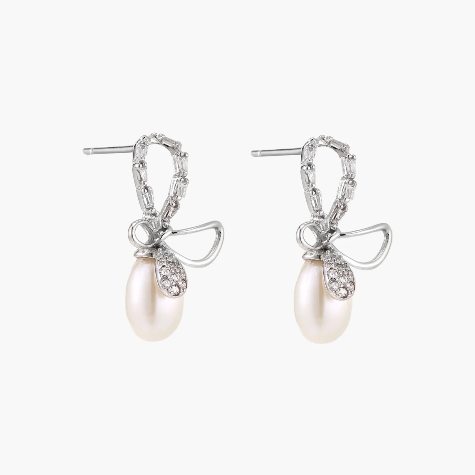 Crystal Bow Pearl Drops